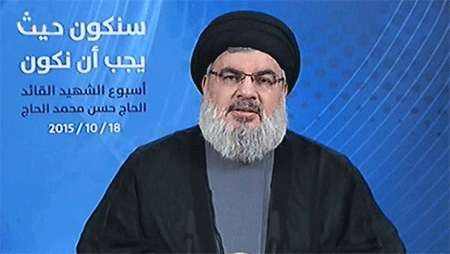 El secretario general de Hezbolá Sayyed Hassan Nasrolá Hezbolá asegura que no abandona el terreno de batalla contra los takfiríes